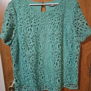 Jessica London Turquoise Lace Top